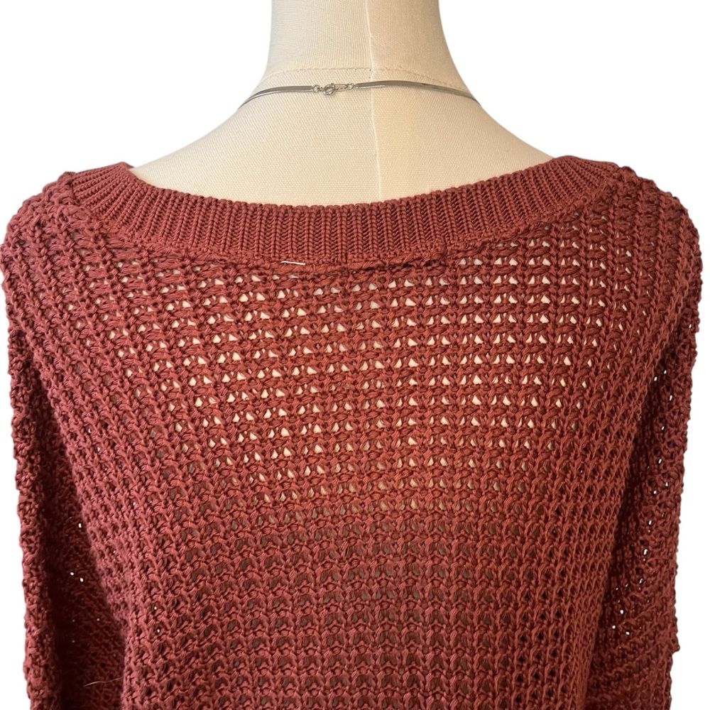 BDG UO loose weave quarter button dolman sleeve acrylic sweater red XS - Picture 7 of 14